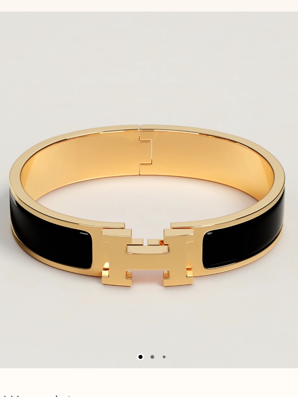 Hermes Black Enamel Bracelet with Gold H Clasp